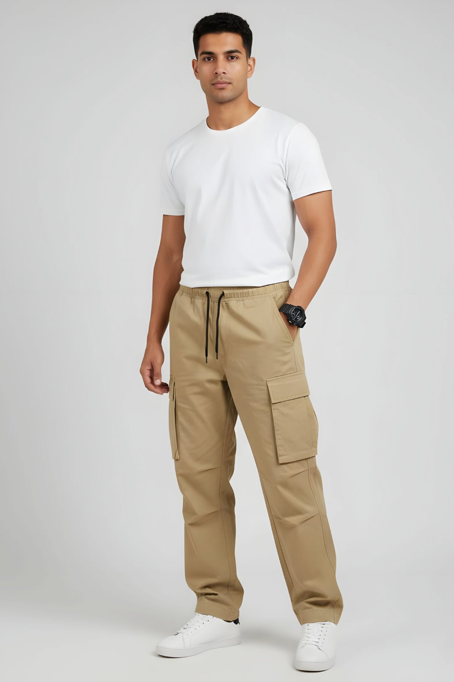 Men's Solid Cargo Pants – Premium Fabric