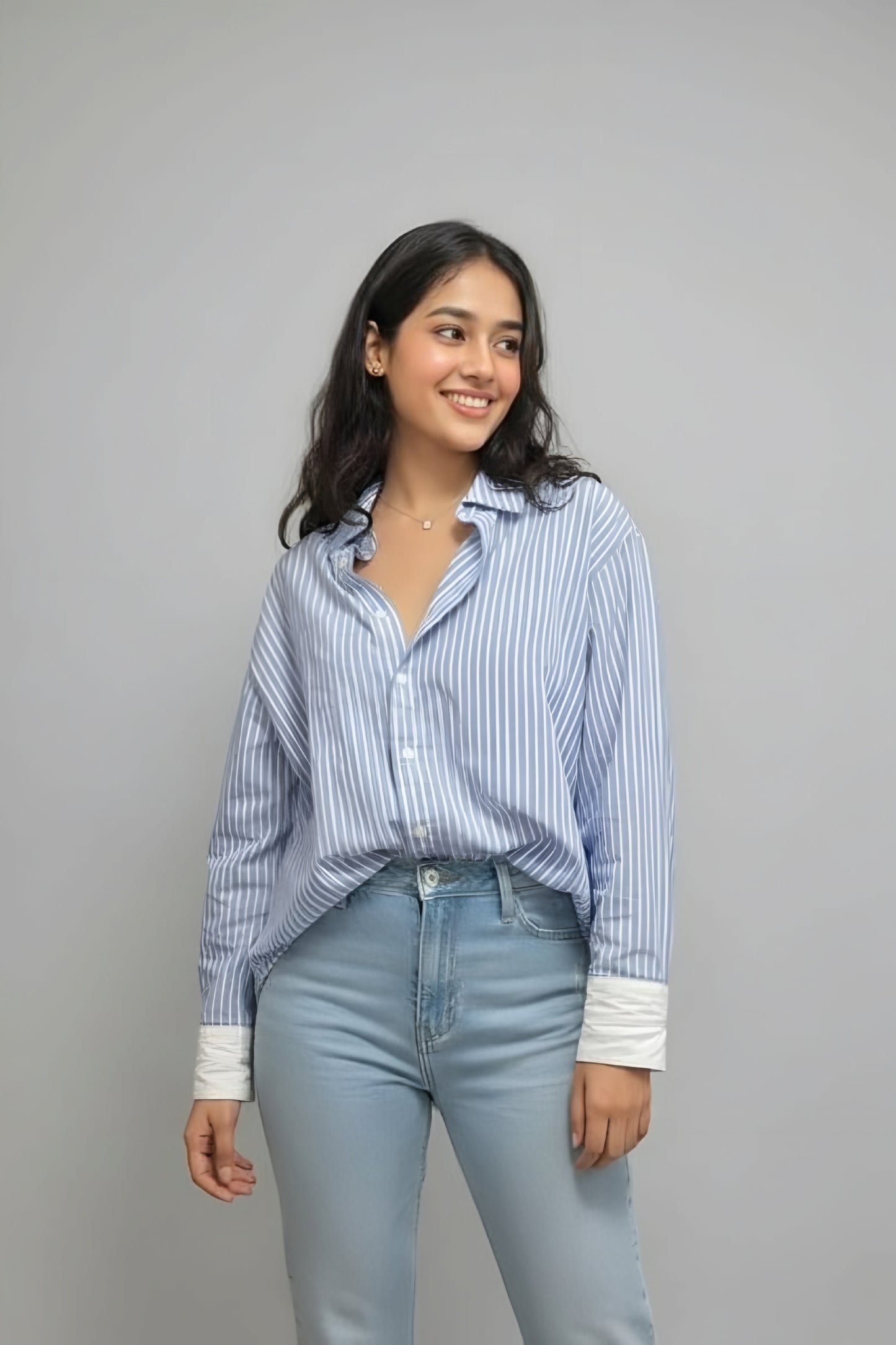 Korean Fit Blue & Pink Striped Shirts