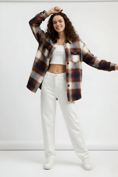 Checkered Elegance Winter Shirt for Women