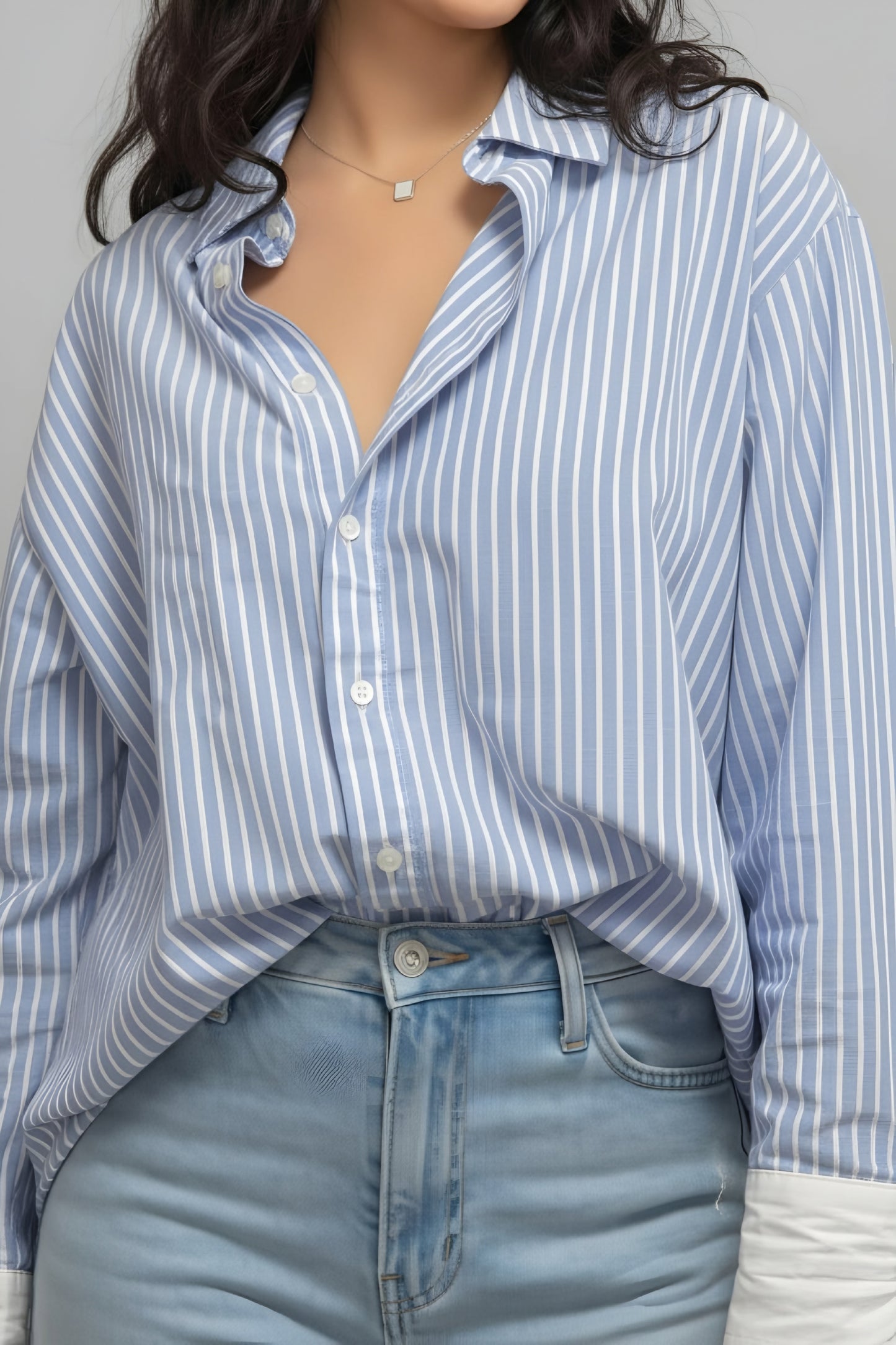 Korean Fit Blue & Pink Striped Shirts