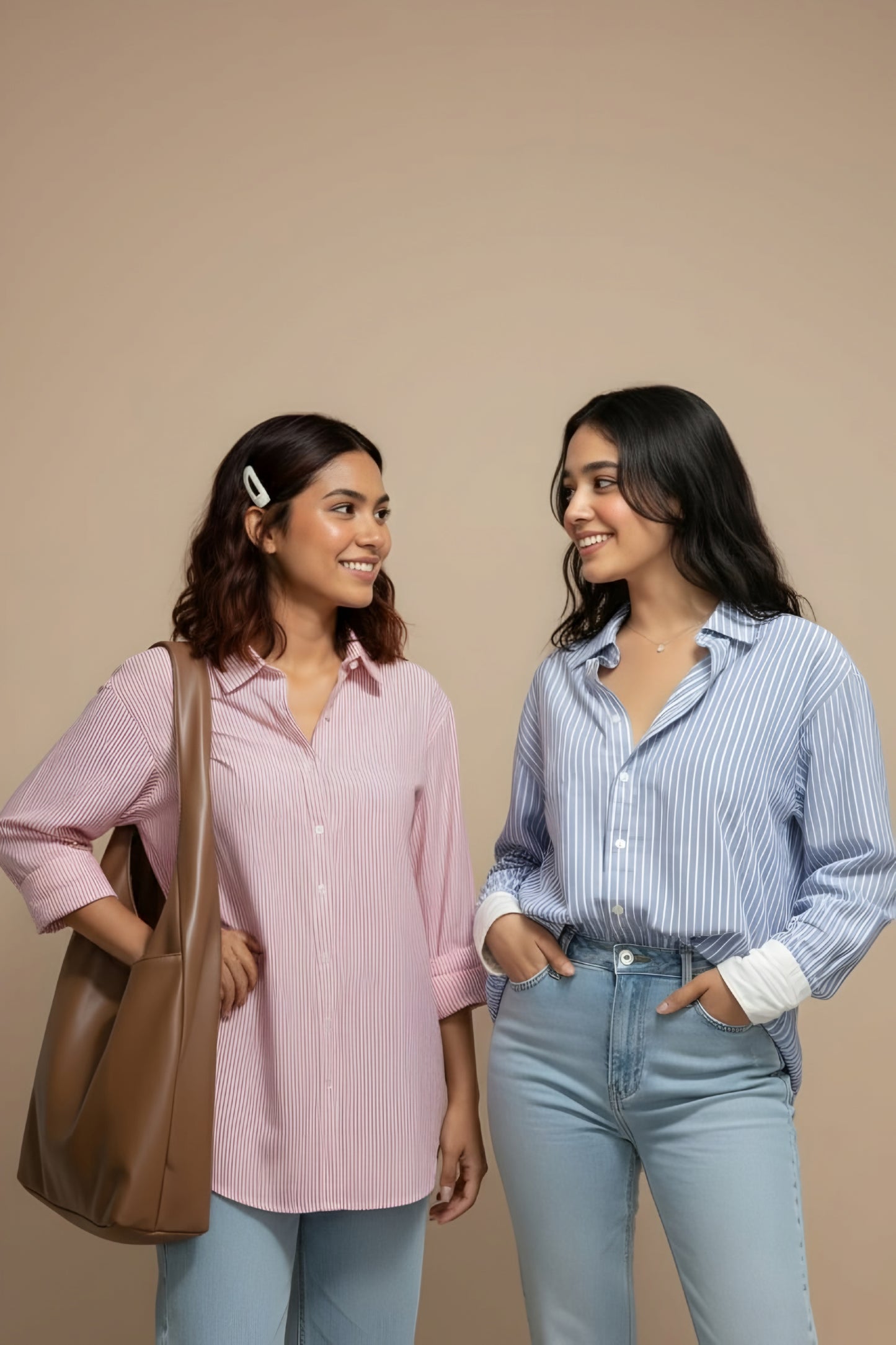 Korean Fit Blue & Pink Striped Shirts
