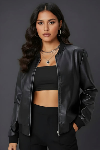 Crop Leather Jacket For Women