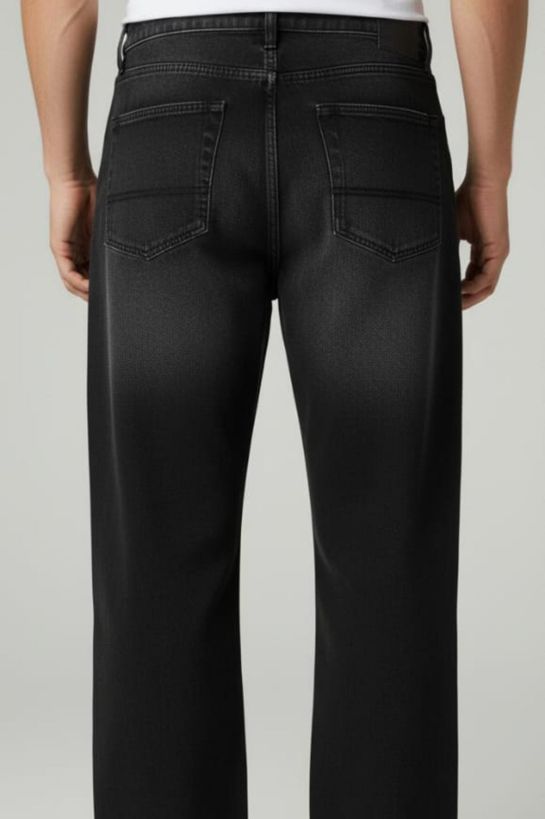 Mens Whisker Black Baggy Jeans