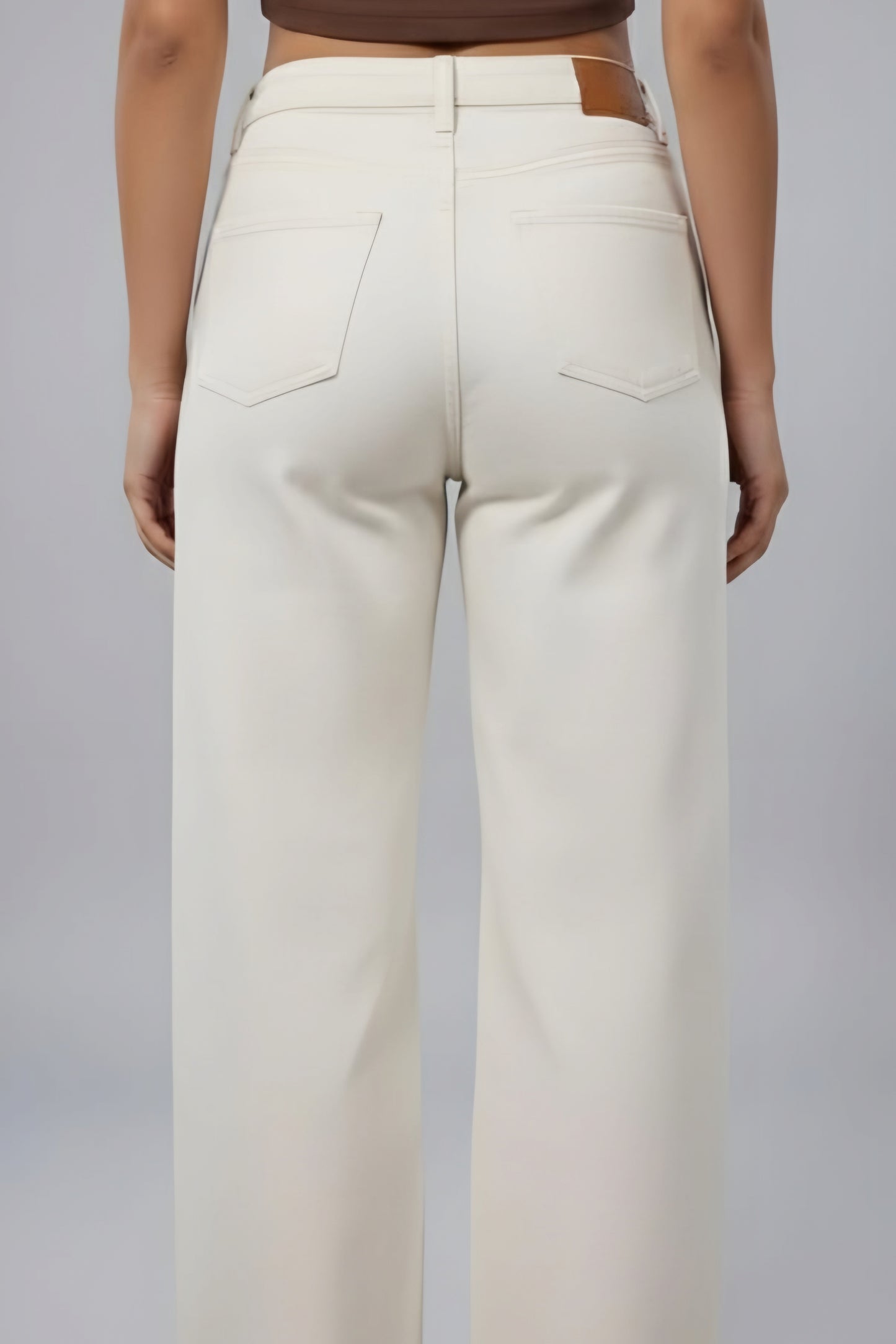 Womens Beige Baggy Jeans