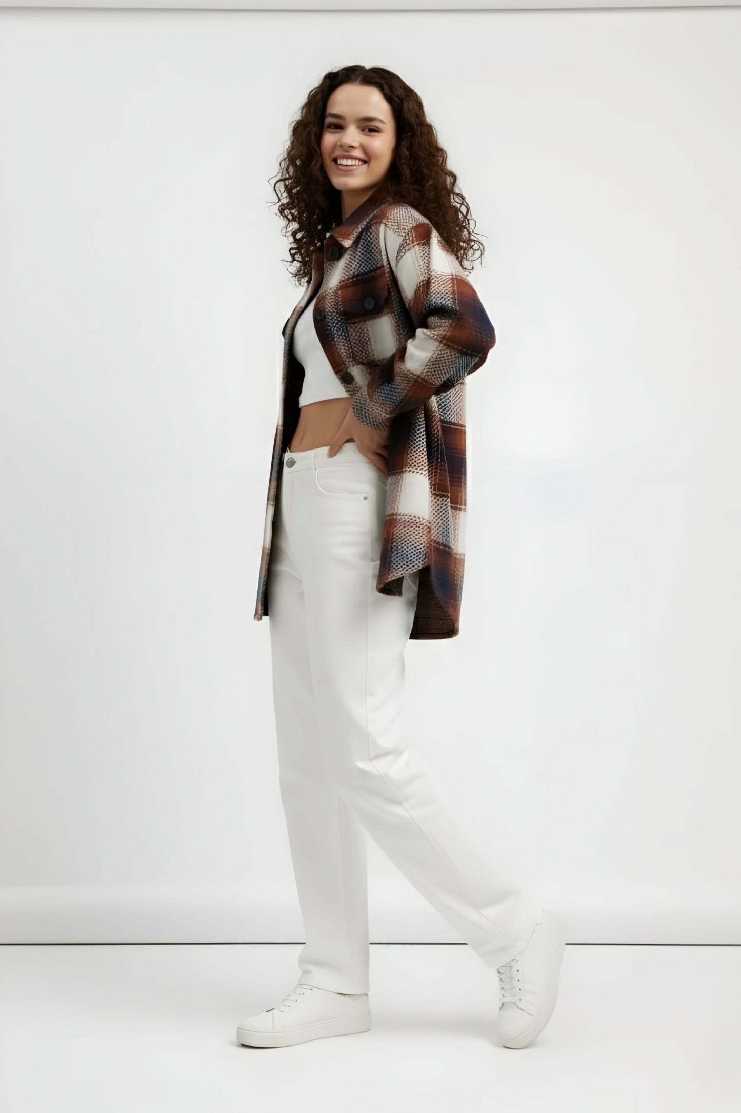 Checkered Elegance Winter Shirt for Women
