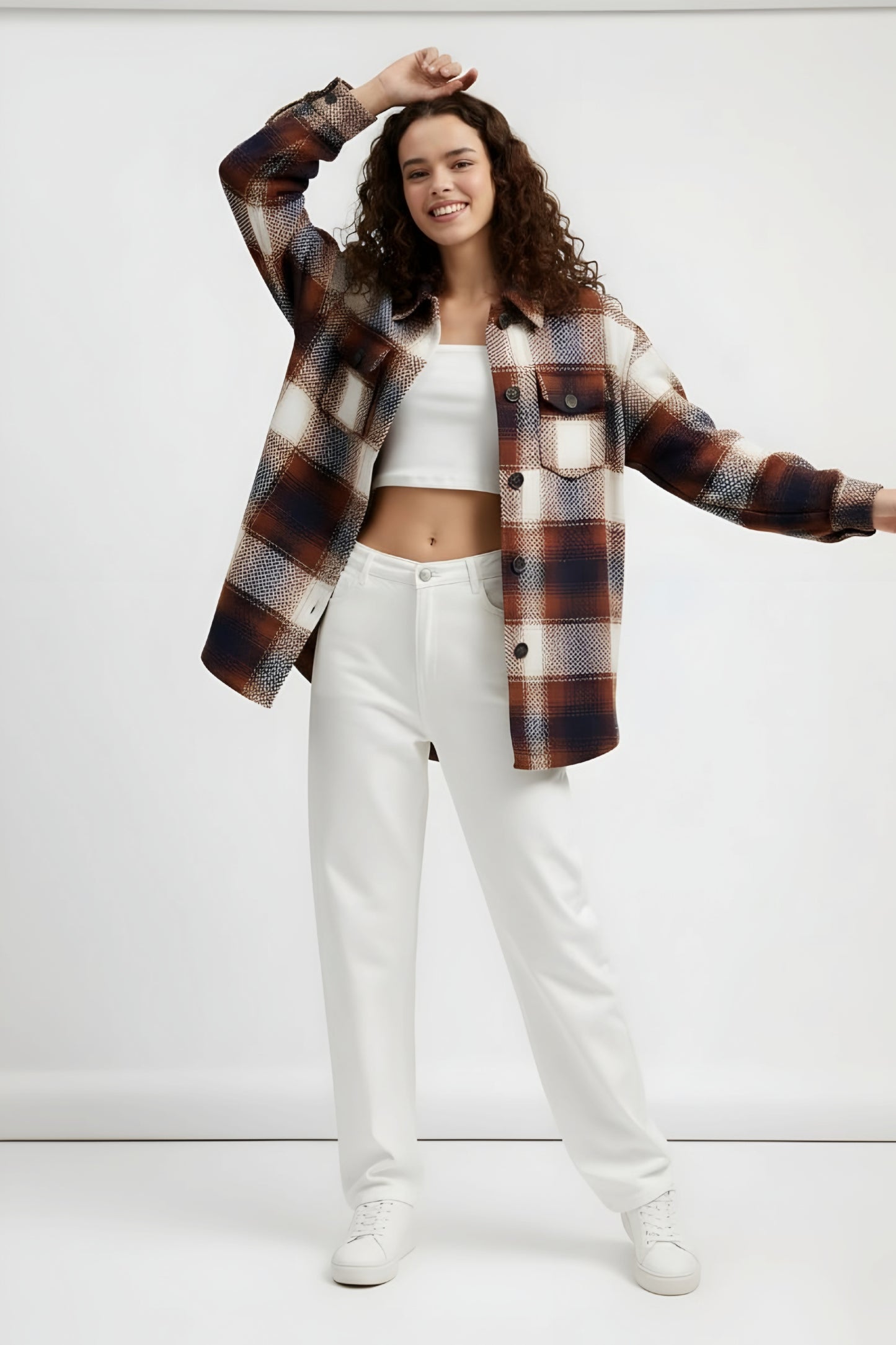 Checkered Elegance Winter Shirt for Women