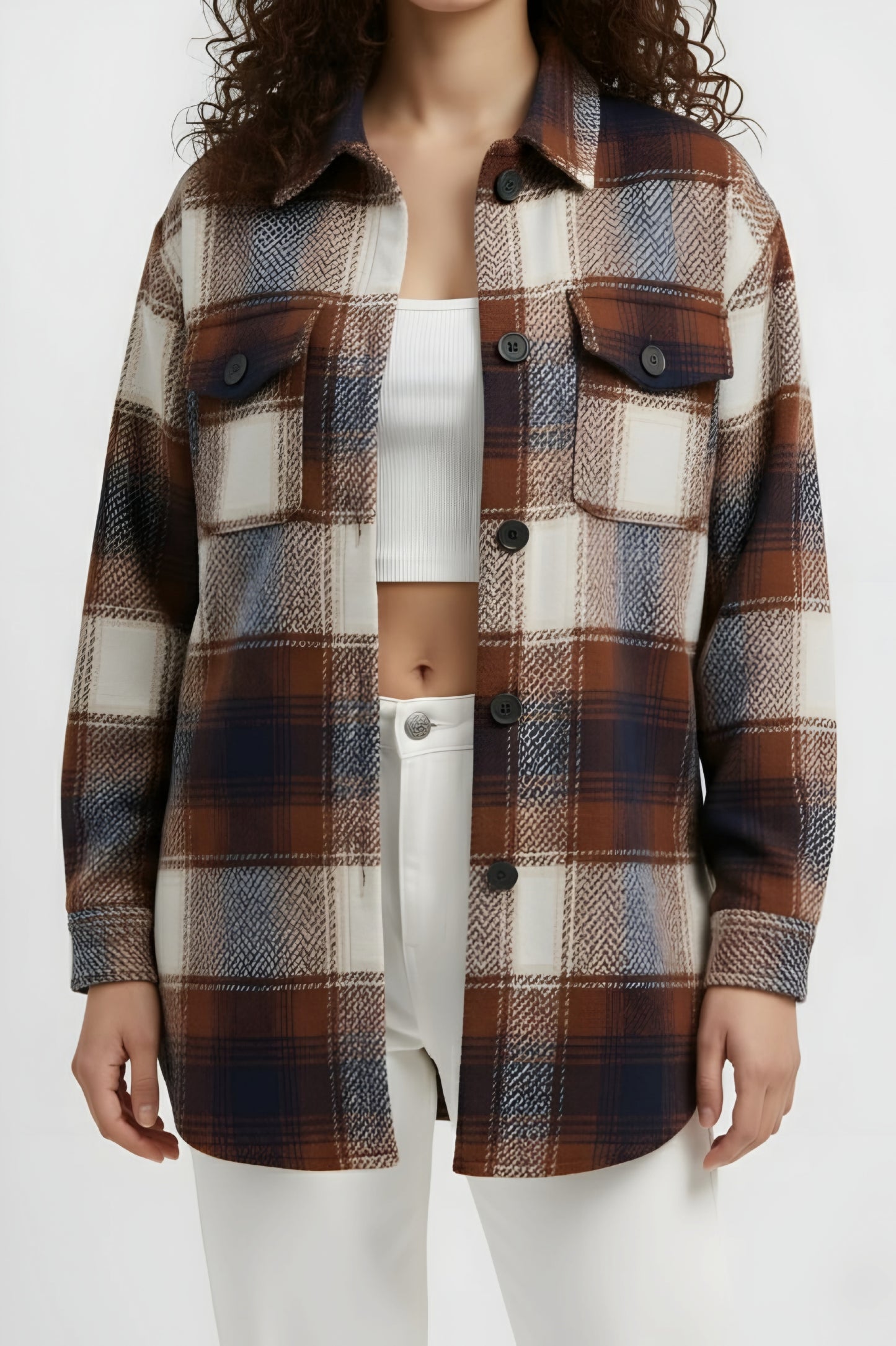 Checkered Elegance Winter Shirt for Women