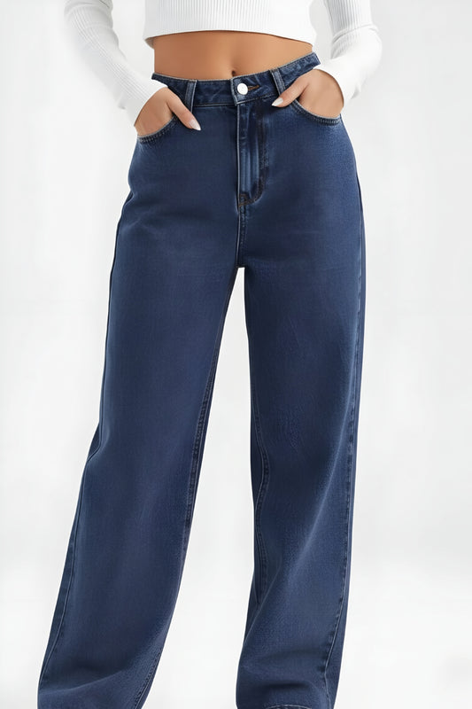 WOMEN STRAIGHT FIT BLUE JEANS