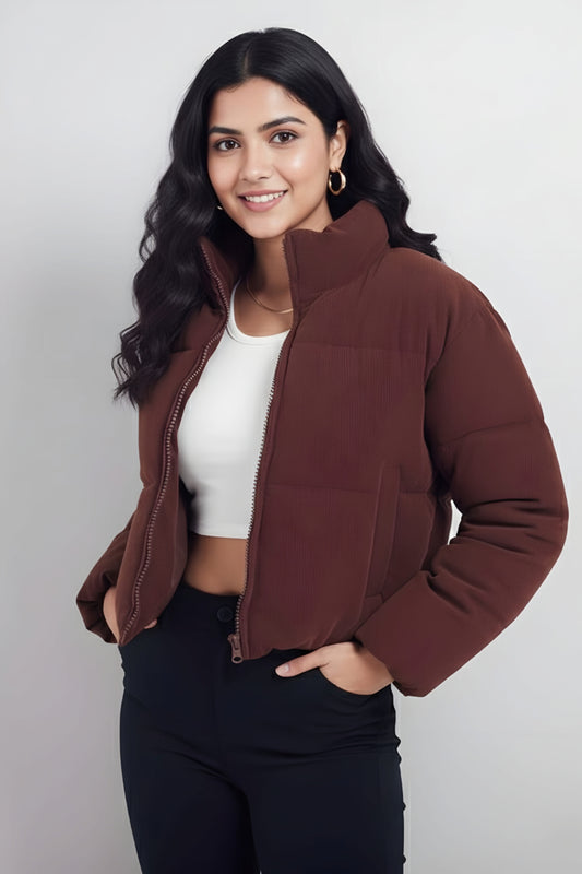Stylish Feminine Women reddish brown cotrise Jackets