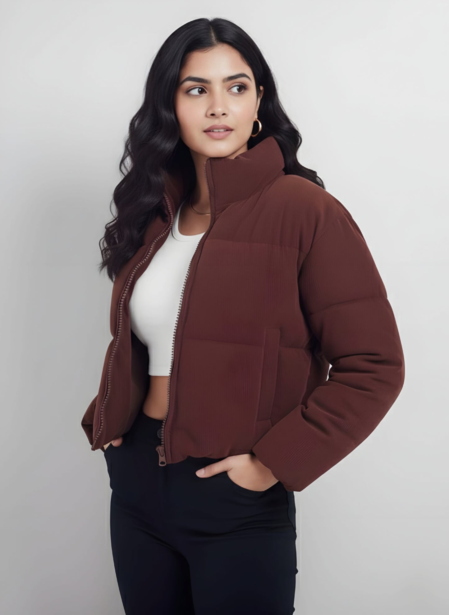 Stylish Feminine Women reddish brown cotrise Jackets