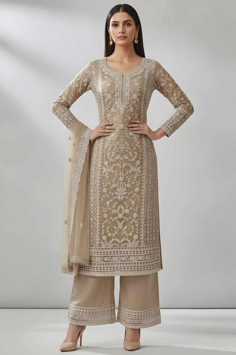 Embroidery Suit With Bottom&Dupatta